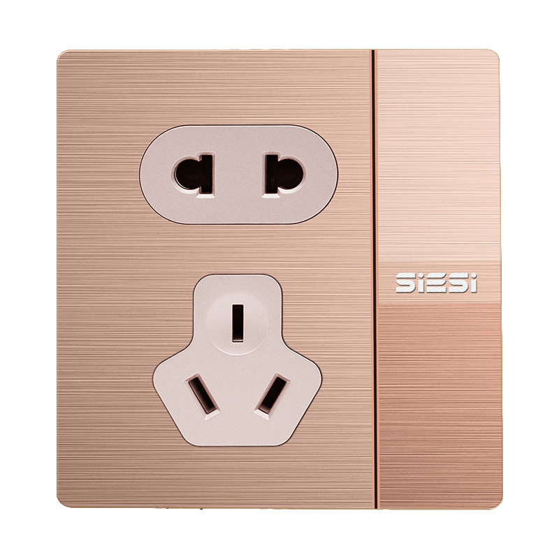 10A二三极插座带（单/双）控开关-V6玫瑰金-亚洲必赢照明官网