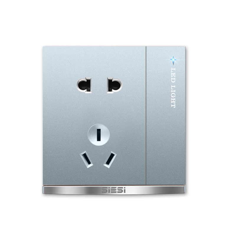 10A二三极插座带（单/双）控开关-V9太空灰-亚洲必赢照明官网